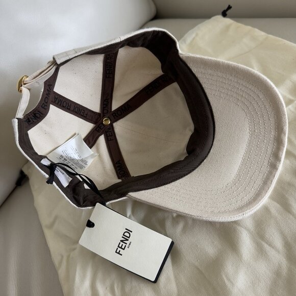 NWT FENDI  Baseball Cap With Semi-Stiff Peak Beige Sz M 100% Authentic Cloth main image 8